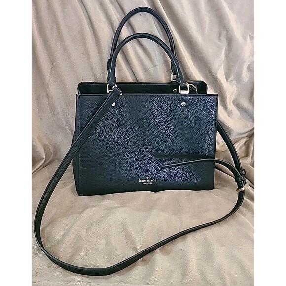 kate spade Handbags - Kate Spade Leila Black Leather Medium Triple Compartment Satchel crossbody Bag